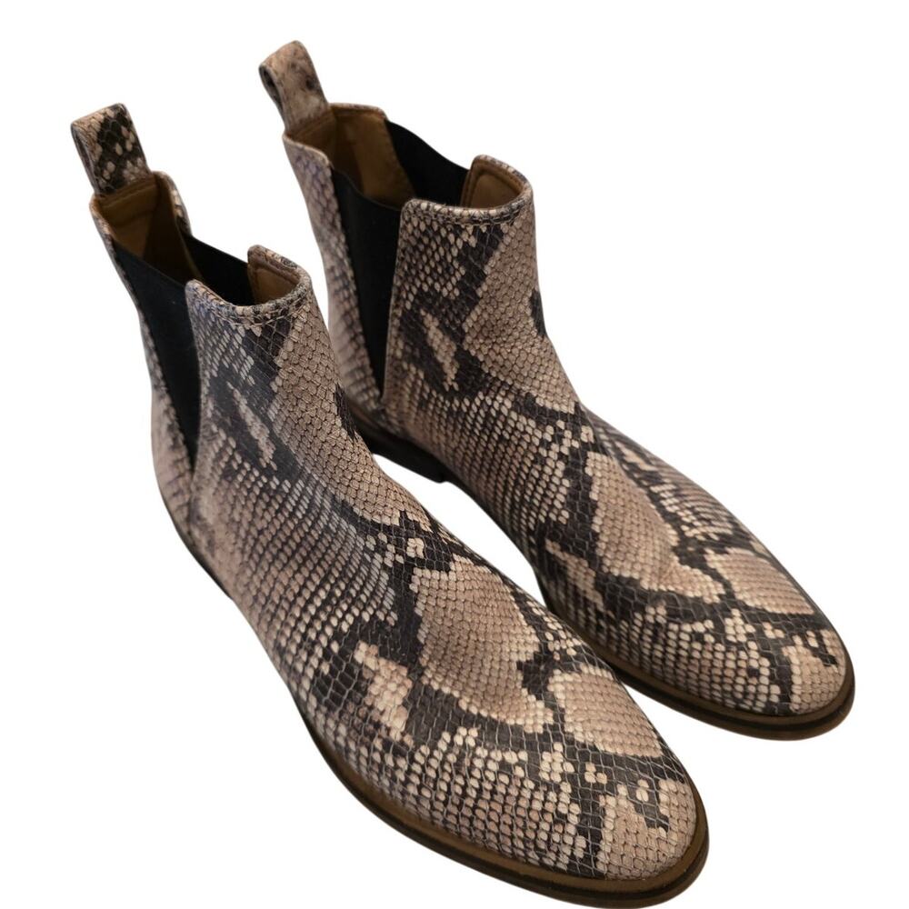 Lucky Brand Snakeskin Print Chelsea Ankle Boots Women's 8M EU 38.5 Leather